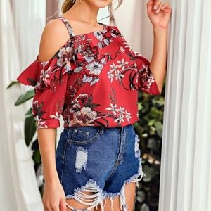 🌺 New Arrival 🌺 Red Floral Blouse 🌺